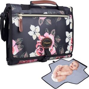chic Floral Baby Bag with Changing Mat